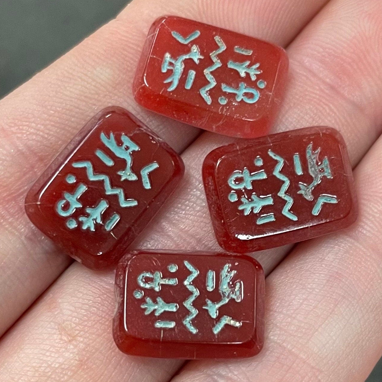 8 Vintage Carnelian Egyptian Glass Cabochons