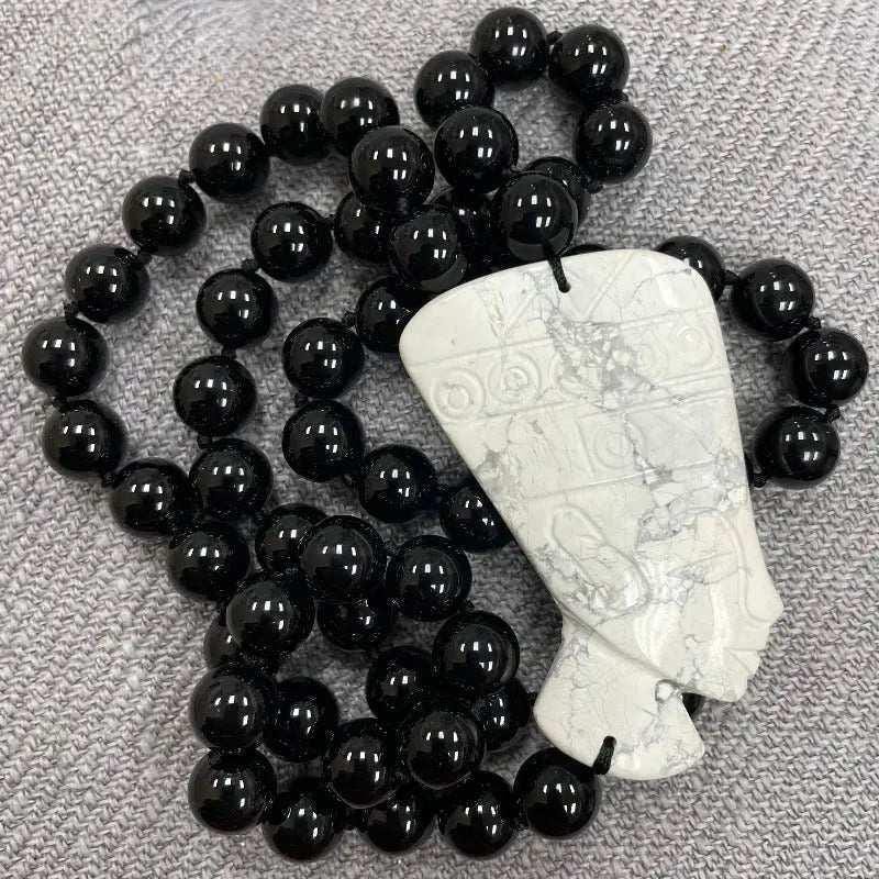 1 Strand Vintage Egyptian and Black Onyx Gemstone Beads