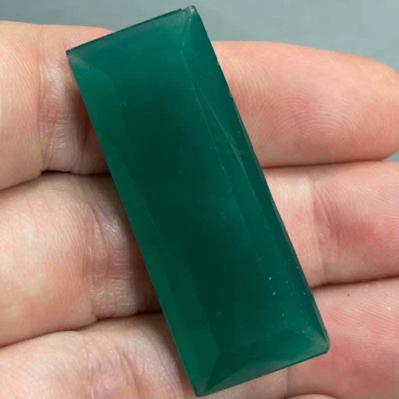 2 Vintage Green Jadeite Opal Rectangle Glass Stones