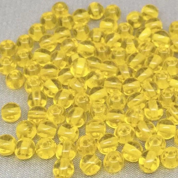 100 Yellow Golden Czech Round Glass Beads