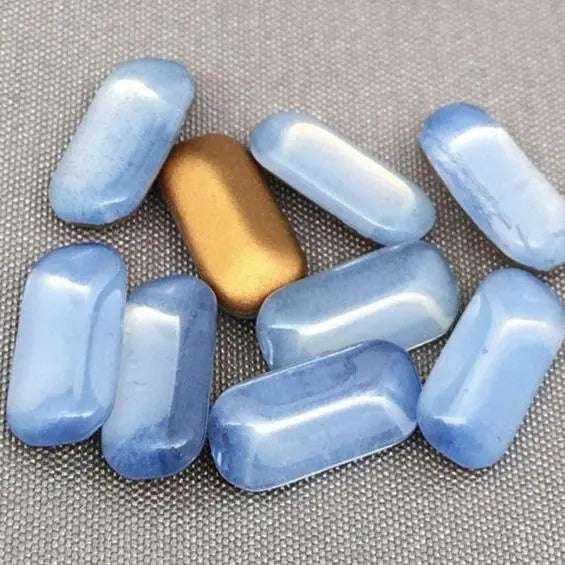 24 Vintage Blue German Moonglow Glass Stones