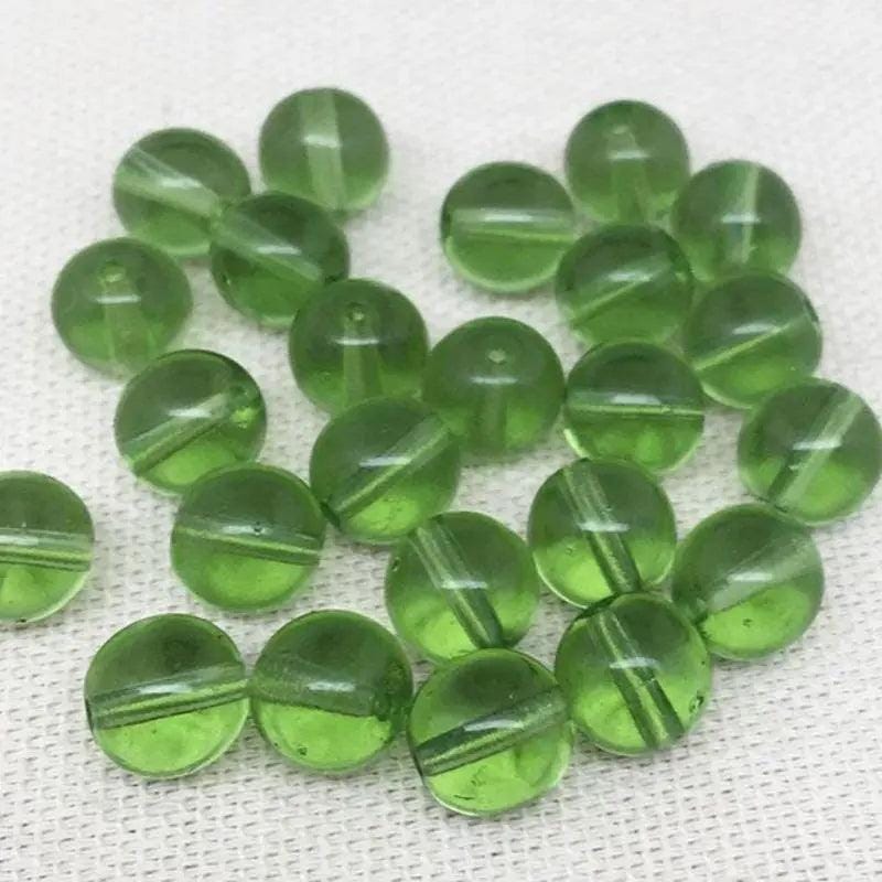 25 Green Czech Transparent Round Glass Beads