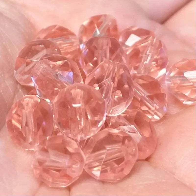 25 Peach Light Czech Fire Polished Glass Beads