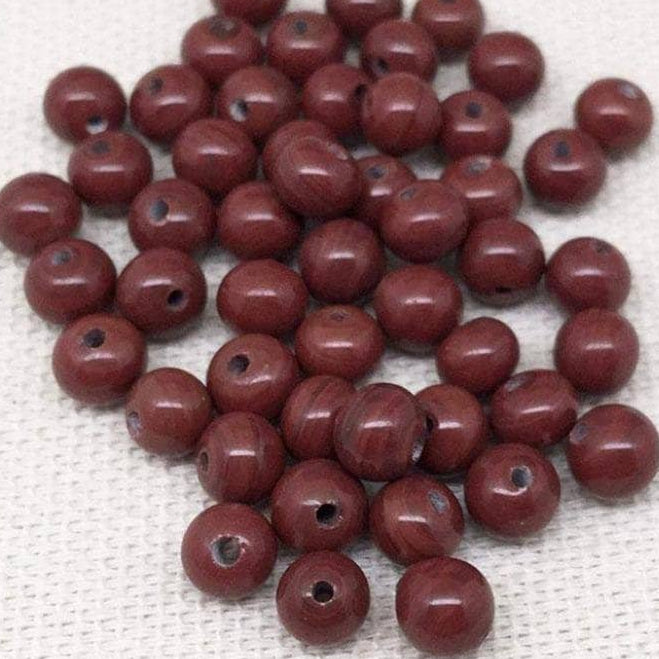 50 Vintage Brownish Red Japan Round Glass Beads