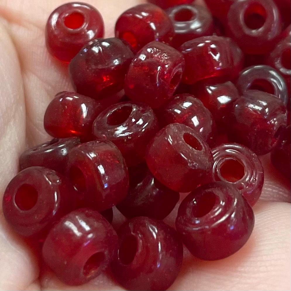 50 Vintage Red Siam Dark Rocaille Glass Beads