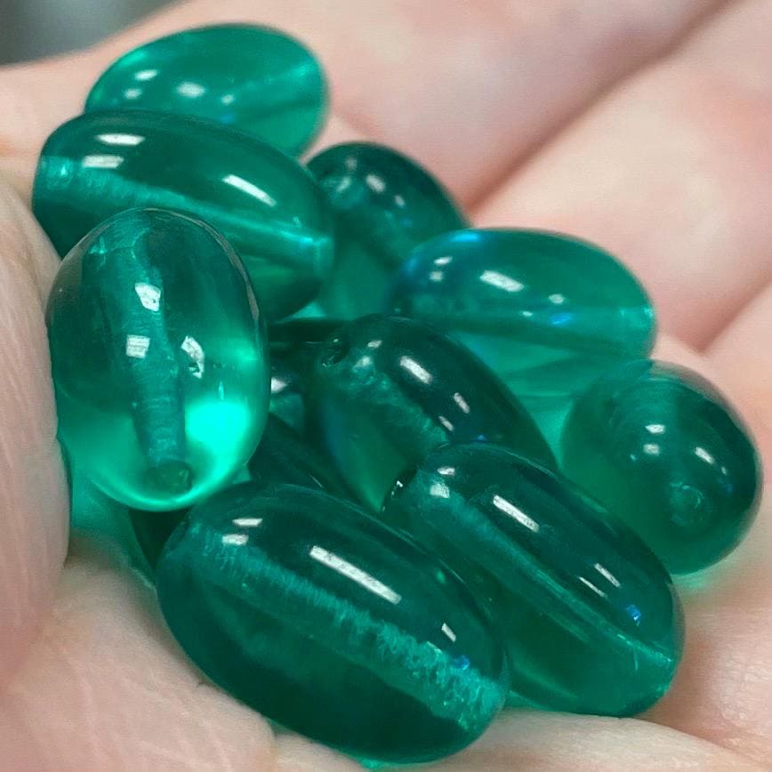 20 Vintage Zircon Czech Oval Glass Beads