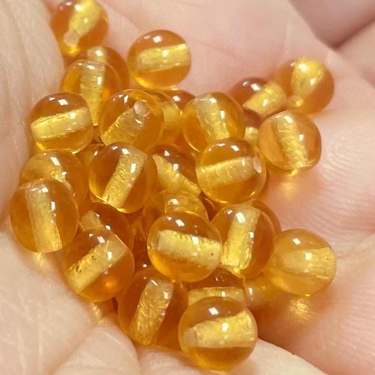 100 Vintage Topaz Round Glass Beads