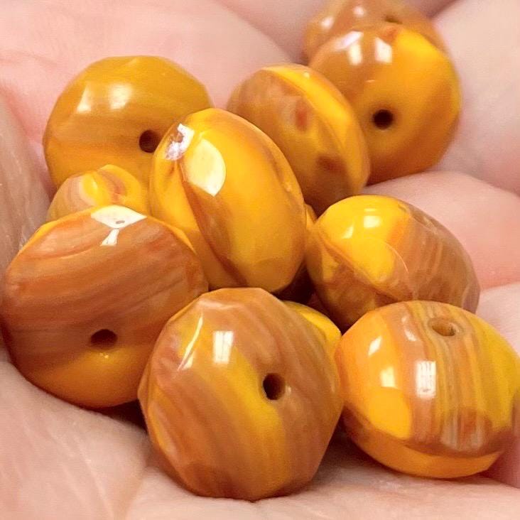 12 Gold Brown Czech Rondelle Glass Beads 10mm