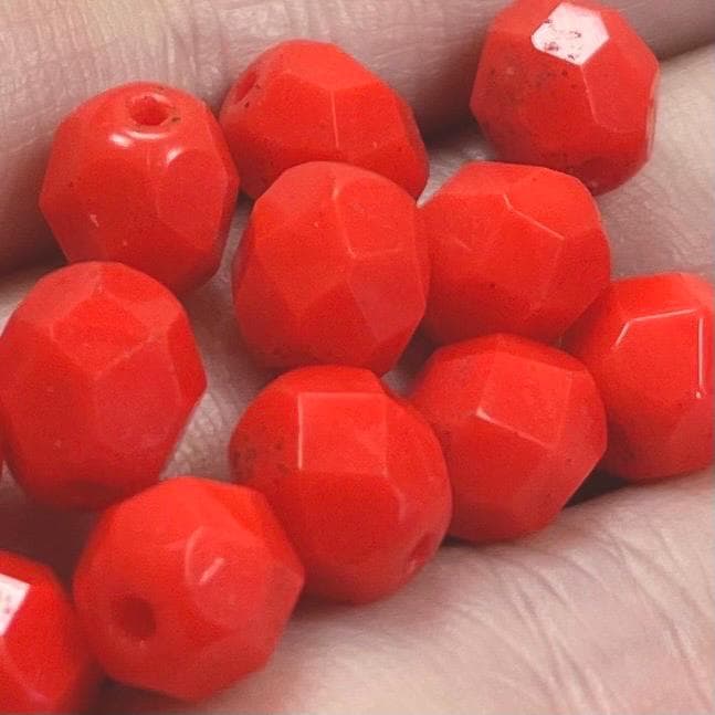 50 Vintage Red Light Czech Faceted Glass Beads