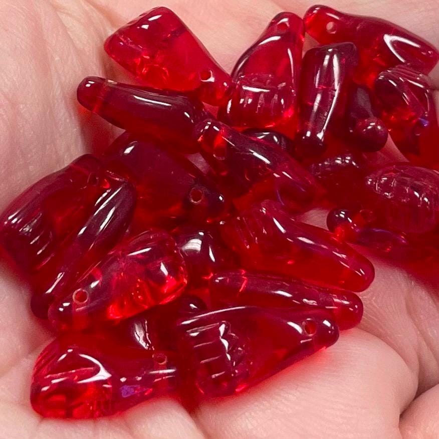 25 Vintage Red Siam Czech Hand Glass Beads