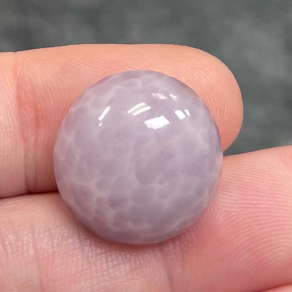 2 Vintage Lavender Japan Cherry Brand Round Glass Cabochons