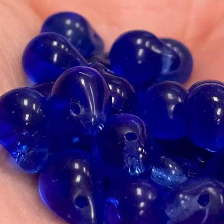 25 Vintage Blue Cobalt Czech Drop Glass Beads