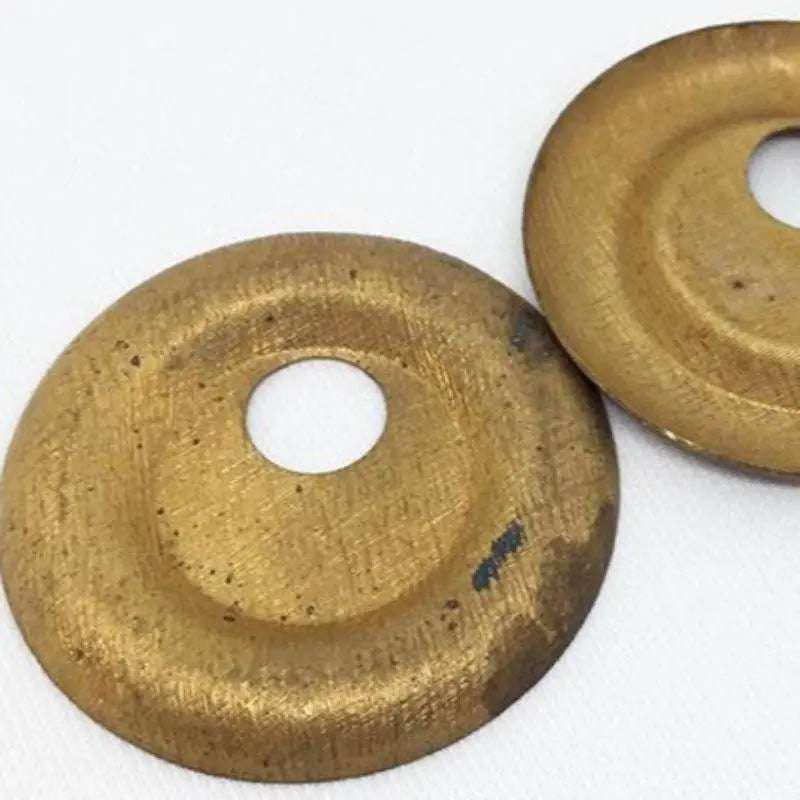 2 Vintage Brass Textured Round Metal Pendant Stampings
