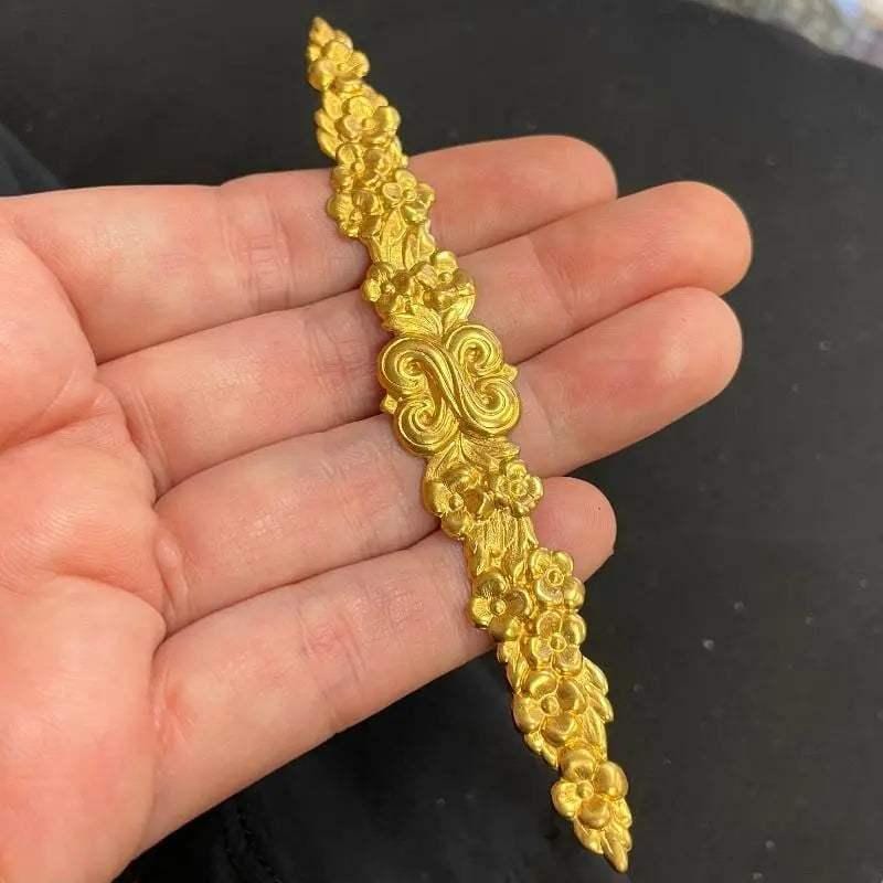 1 Vintage Brass Floral Bar Metal Stamping