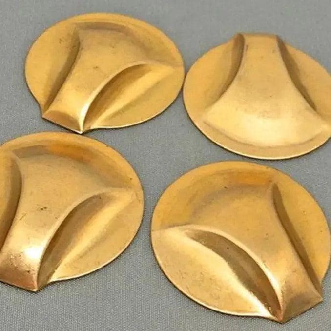 12 Vintage Brass Round Art Deco Stampings