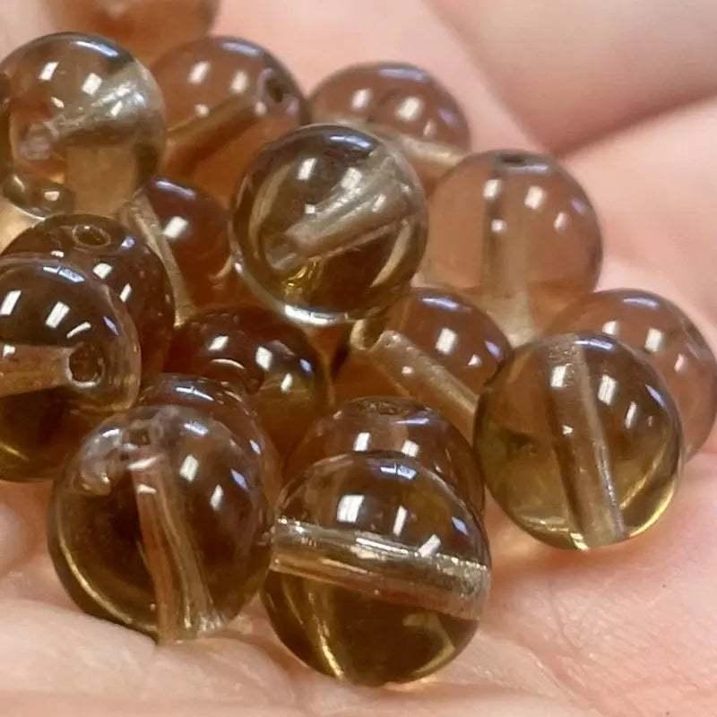 50 Vintage Brown Light Czech Round Glass Beads