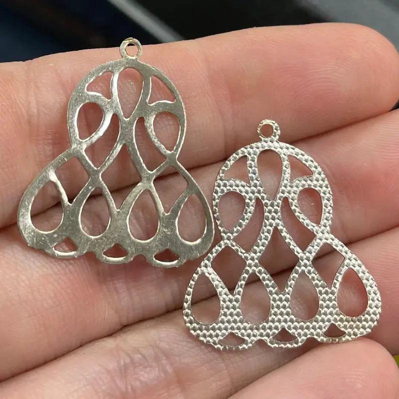 4 Vintage Silver Plated Bell Metal Pendants