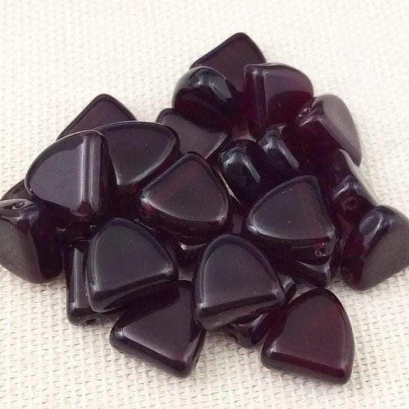 25 Vintage Red Garnet Dark Czech Triangle Drop Glass Beads