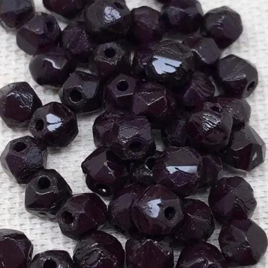 50 Vintage Brown Dark English Cut Glass Beads