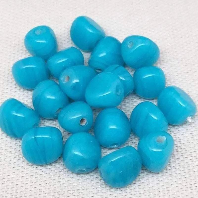 12 Vintage Blue Aqua Japan Glass Beads