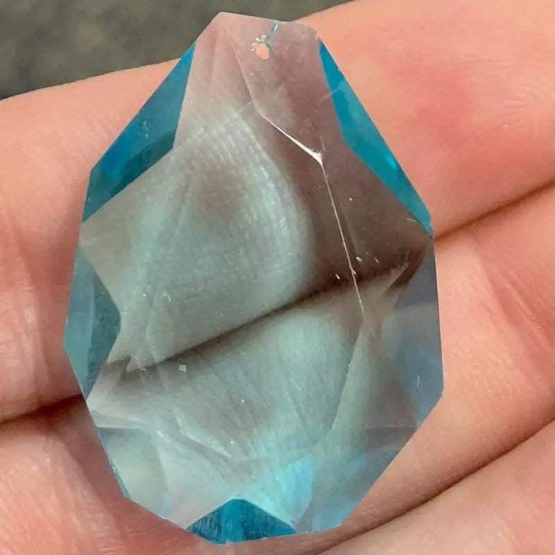 1 Vintage Blue Aqua Dark Faceted Glass Pendant