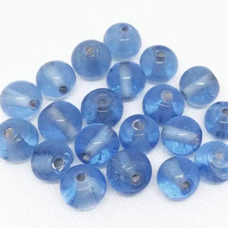 20 Vintage Blue Sapphire Round Glass Beads