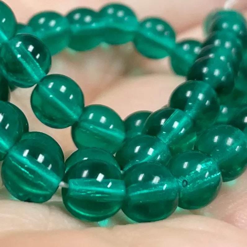 100 Green Zircon Czech Round Glass Beads