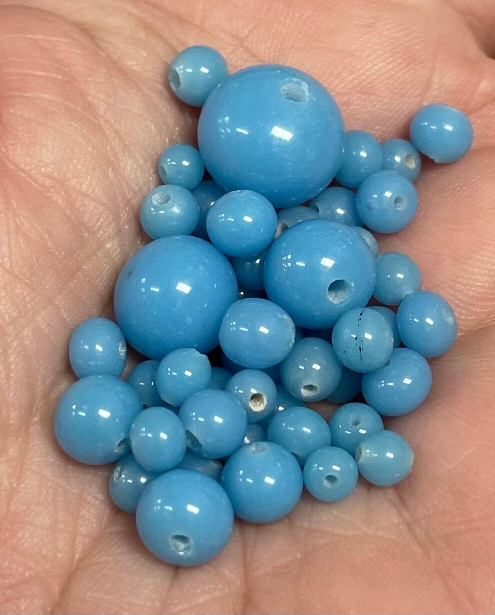 50 Mixed Blue Japan Round Glass Beads