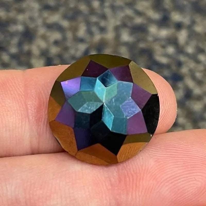 1 Vintage Black Iridescent Swarovski Crystal Cabochon