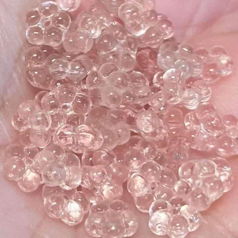 50 Vintage Pink Dainty Flower Rondelle Glass Beads