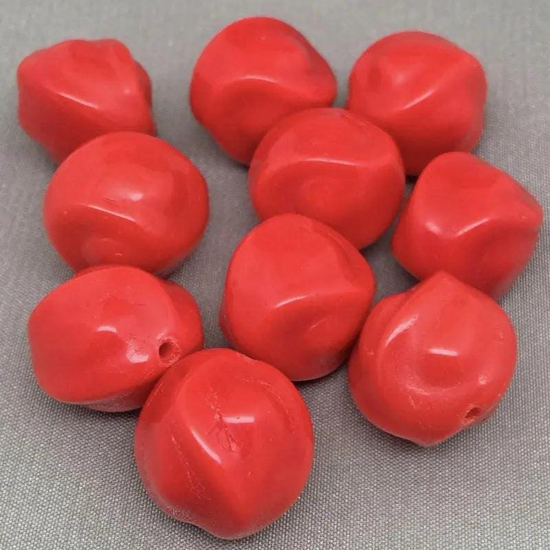 10 Vintage Red Cherry Czech Baroque Glass Beads