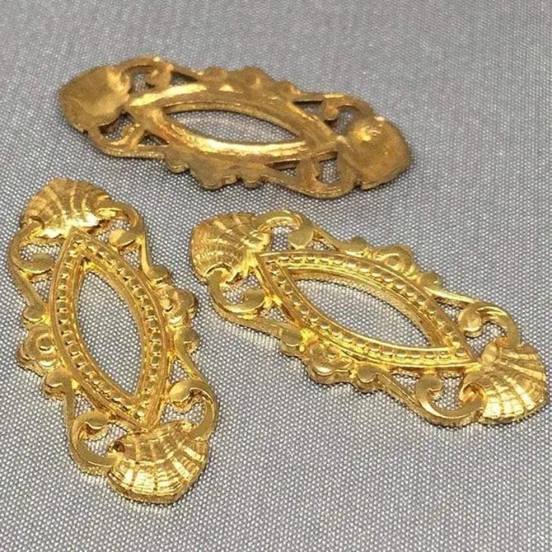 2 Vintage Brass Solid Ornate Metal Findings