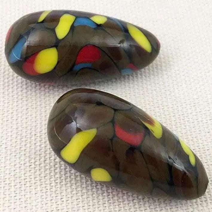 1 Vintage Brown Japan Teardrop Glass Pendant