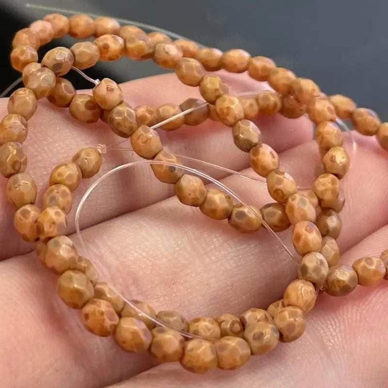 200 Brown Picasso Czech Glass Beads