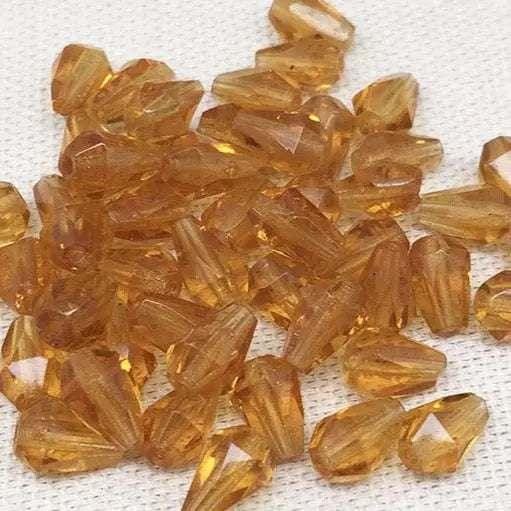 50 Vintage Topaz Czech Teardrop Faceted Glass Beads