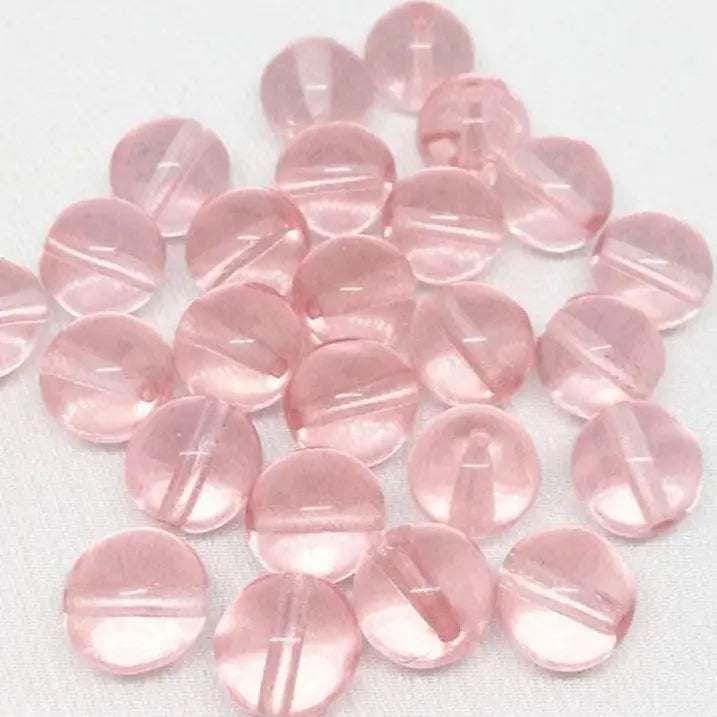 25 Pink Czech Round Transparent Glass Beads