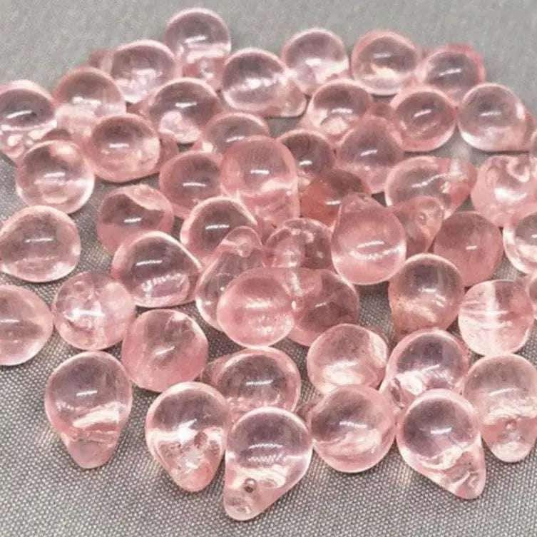 50 Vintage Pink Czech Briolette Glass Beads