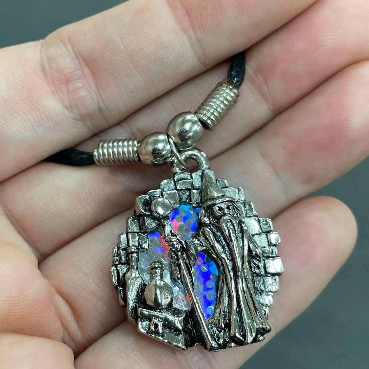 1 Vintage Silver Pewter Wizard Metal Pendant