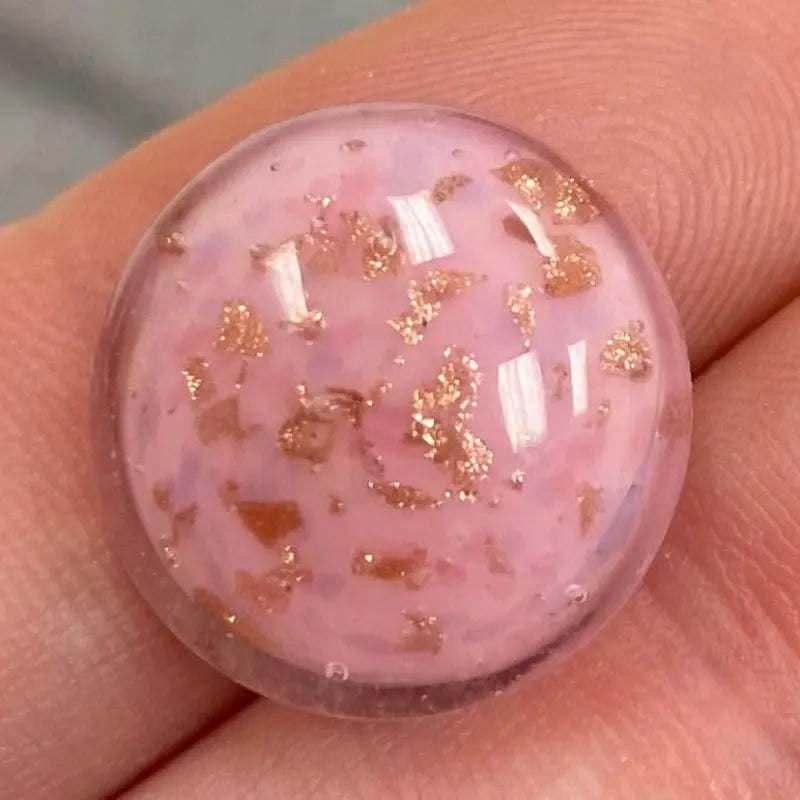 2 Vintage Pink Foil Japan Glass Button Fronts