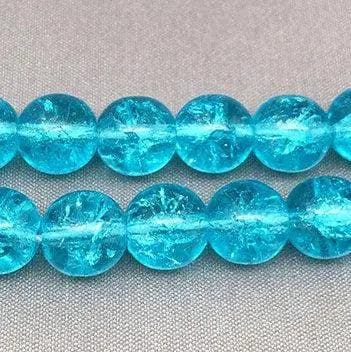 25 Vintage Blue Aqua Crackle Glass Beads