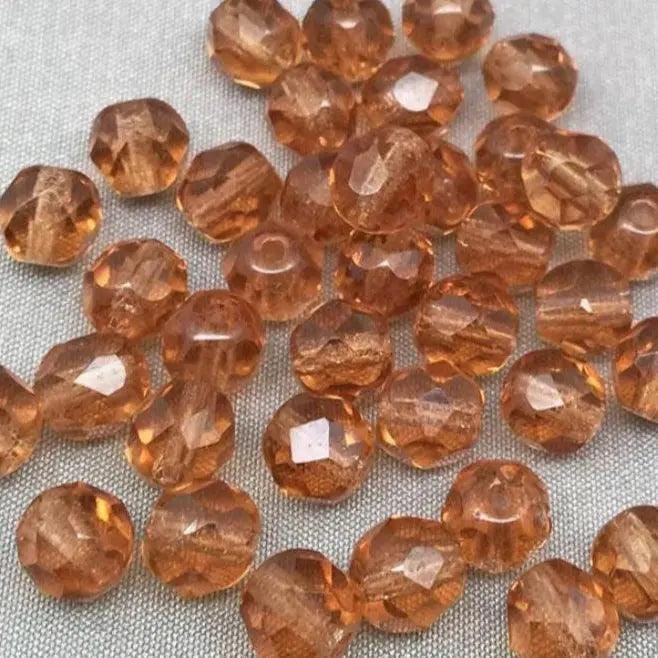 50 Vintage Rosaline Faceted Glass Beads
