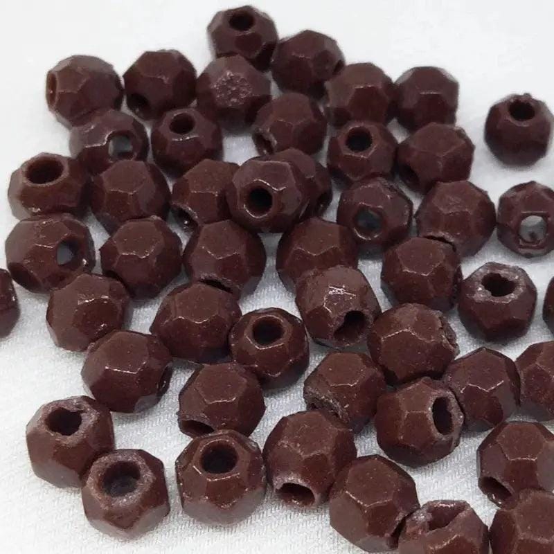 50 Vintage Brown Japan Faceted Glass Beads