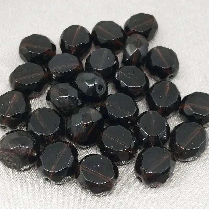 50 Dark Chocolate Brown Czech Coin Glass Beads