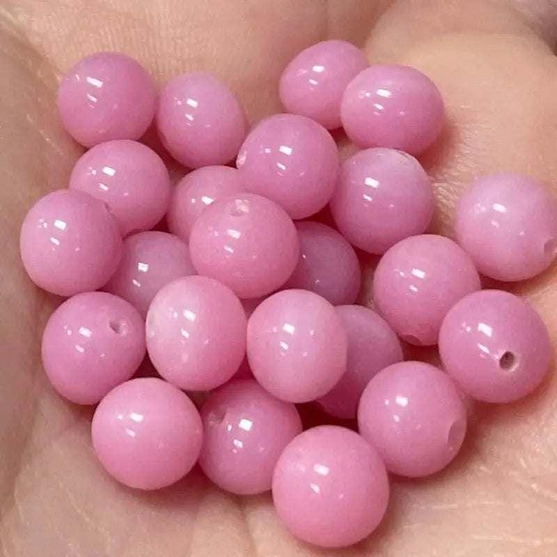 25 Vintage Pink Japan Round Opal Glass Beads