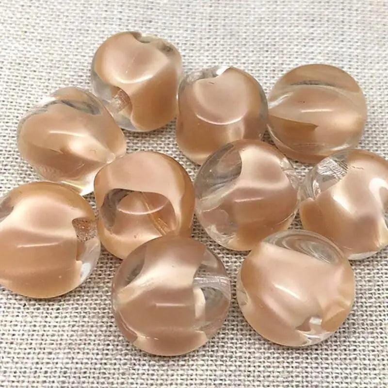4 Vintage Beige Clear German Givre Glass Beads