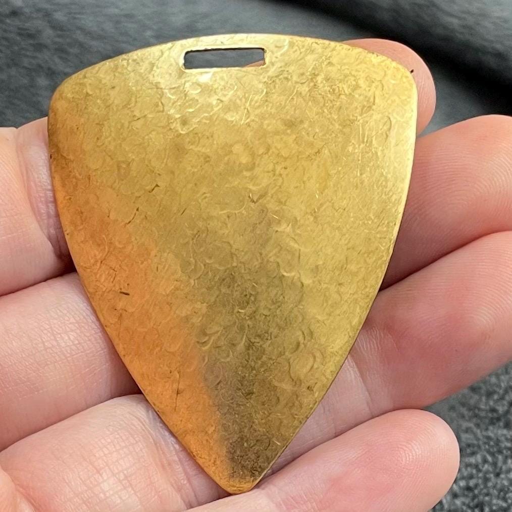 4 Vintage Brass Hammered Triangular Pendants
