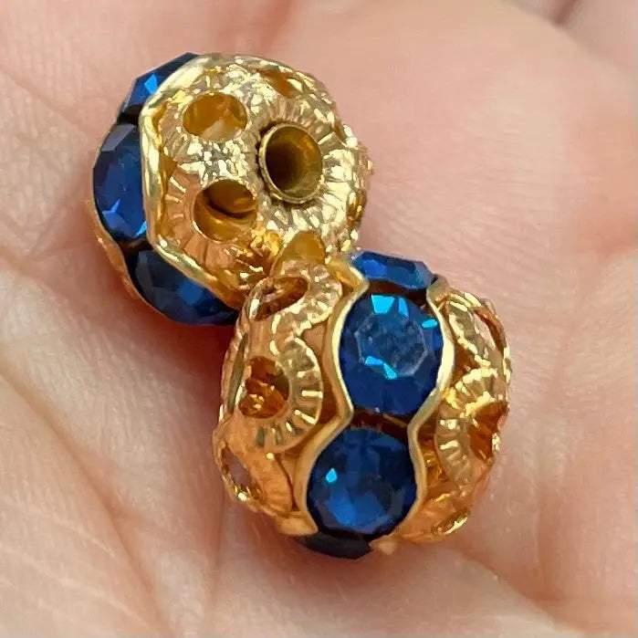 2 Vintage Blue Capri Swarovski Filigree Beads Art #12