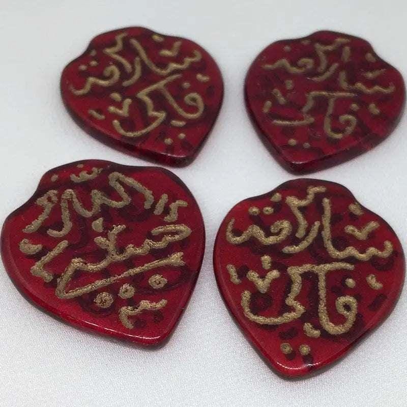 2 Vintage Red Czech Egyptian Glass Pendants