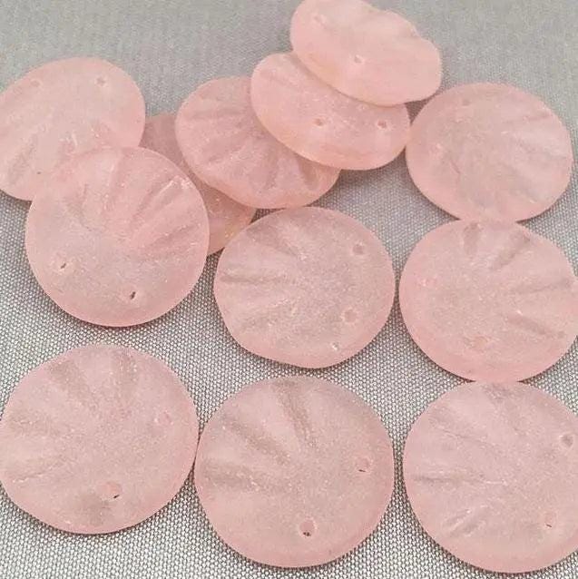 12 Vintage Pink Czech Shell Matte Glass Beads