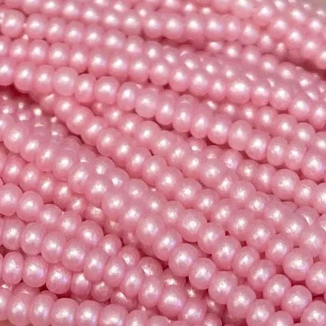 1 Hank Pink Pastel Czech Supra Pearl Glass Seed Beads